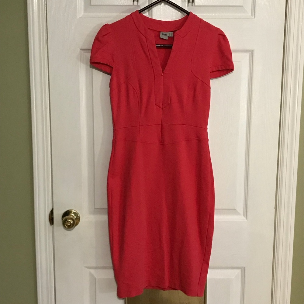 ASOS Pencil Dress- Coral Red, Size 8